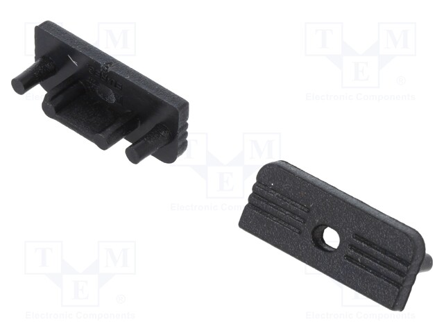 Cap for LED profiles; black; ABS; with hole; Pcs: 20; SURFACE10