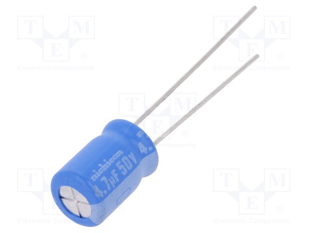 Capacitor: electrolytic; THT; 4.7uF; 50VDC; Ø8x11.5mm; Pitch: 3.5mm