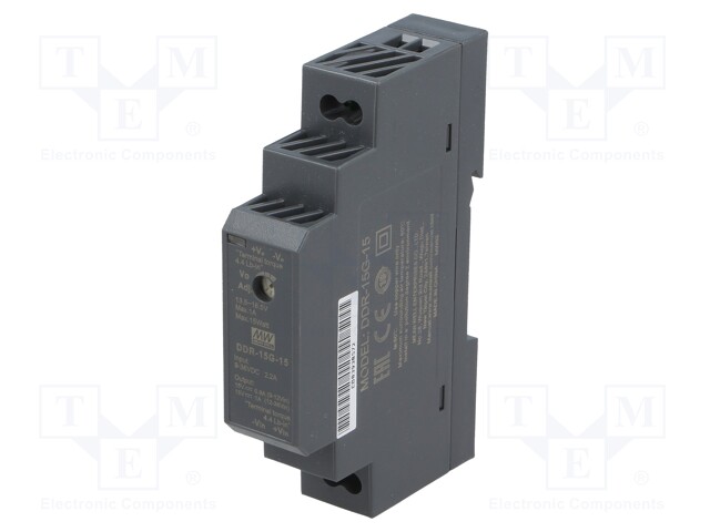 Power supply: DC/DC; 15W; 15VDC; 1A; 9÷36VDC; Mounting: DIN; 68g