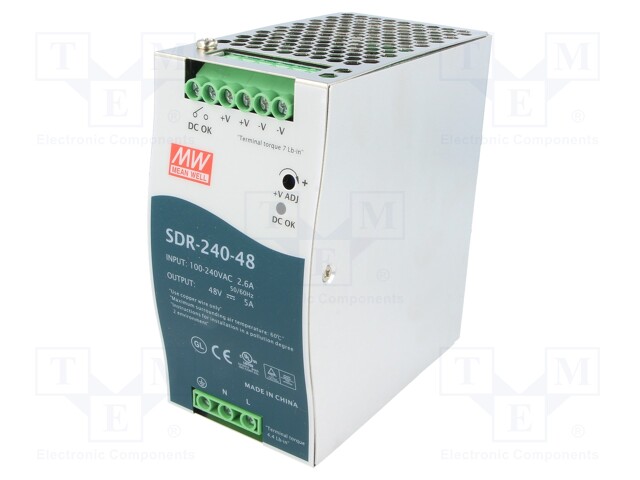 Power supply: switched-mode; 240W; 48VDC; 48÷55VDC; 5A; 88÷264VAC