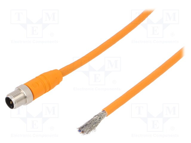 Connection lead; M12; PIN: 5; straight; 5m; plug; 60VAC; 4A; -25÷80°C