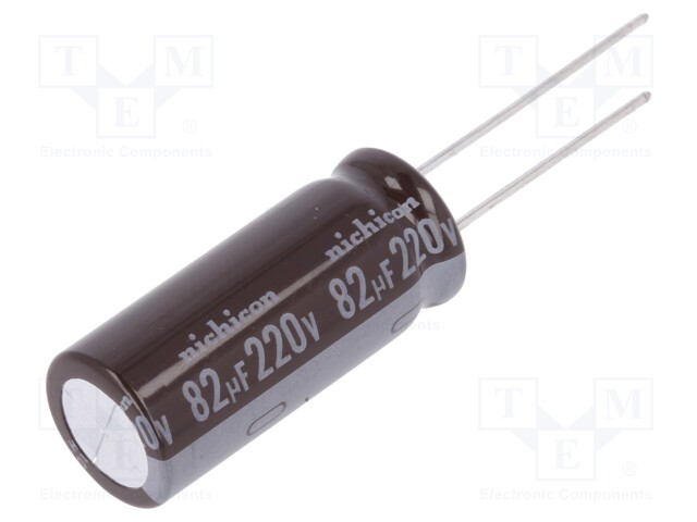 Capacitor: electrolytic; THT; 82uF; 220VDC; Ø12.5x31.5mm; ±20%