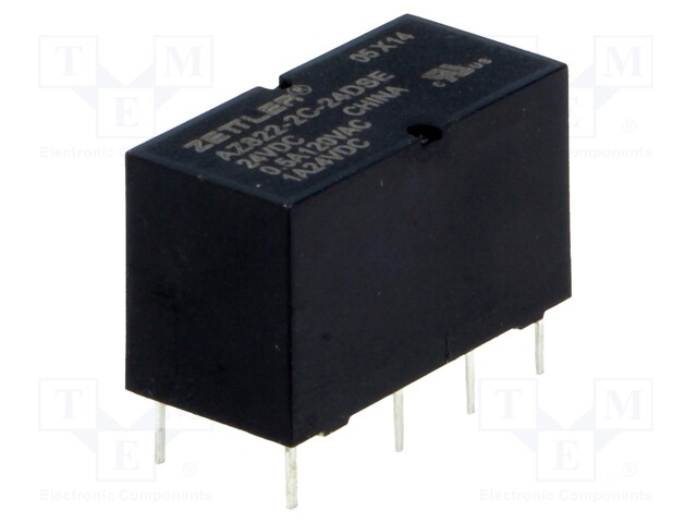 Relay: electromagnetic; DPDT; Ucoil: 24VDC; 0.5A/120VAC; 1A/24VDC