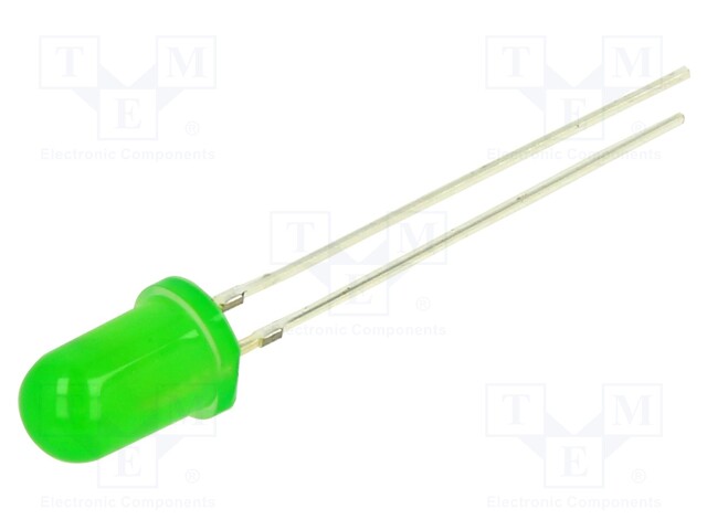 LED; 5mm; yellow green; 68÷100mcd; 60°; Front: convex; 5V; -30÷85°C