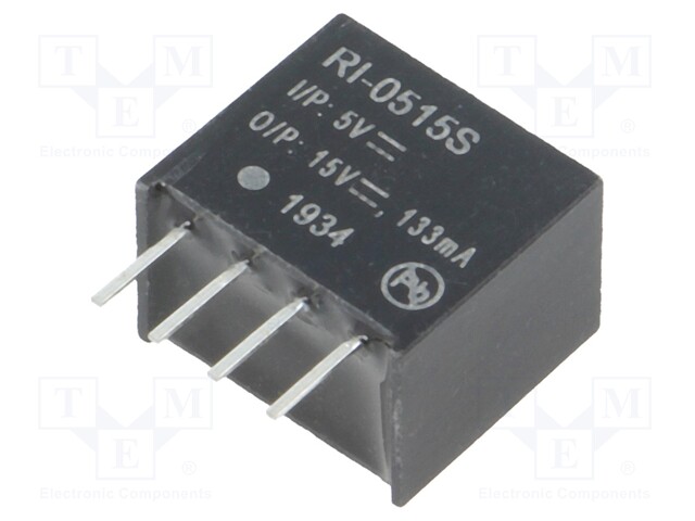 Converter: DC/DC; 2W; Uin: 4.5÷5.5V; Uout: 15VDC; Iout: 133mA; SIP4