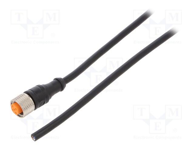 Connection lead; M12; PIN: 4; straight; 2m; plug; 250VAC; 4A; IP67