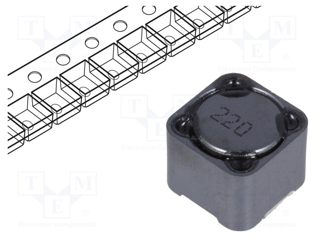 Inductor: wire; SMD; 22uH; 5A; 39mΩ; 12x12x10mm; ±20%; -40÷125°C