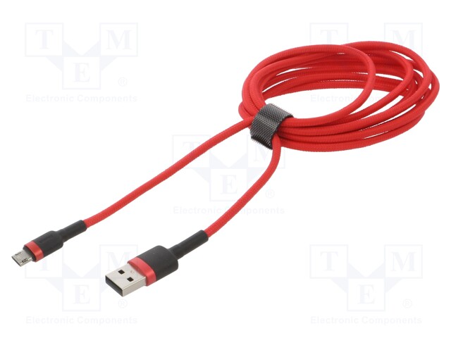 Cable; High Speed,USB 2.0; USB A plug,USB B micro plug; 2m; red