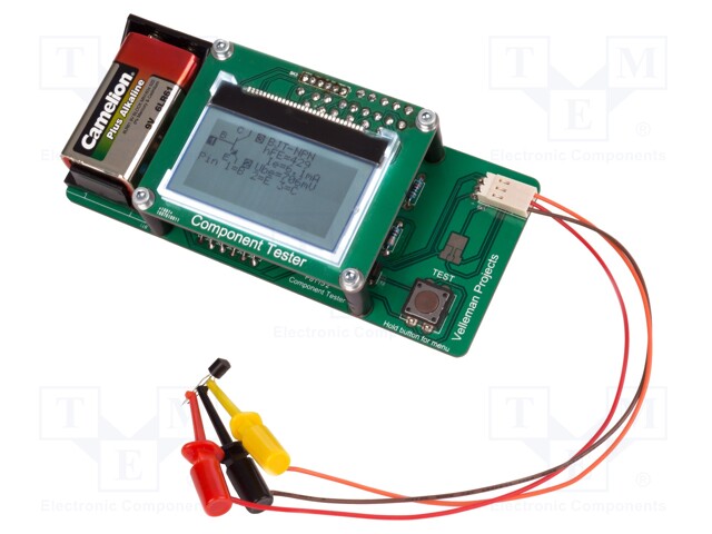 Component tester; 9VDC; 2s; 10uH÷20H; 20mA; 2.8E-08÷100mF