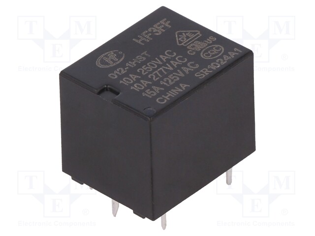 Relay: electromagnetic; SPST-NO; Ucoil: 12VDC; 10A/277VAC; 15A