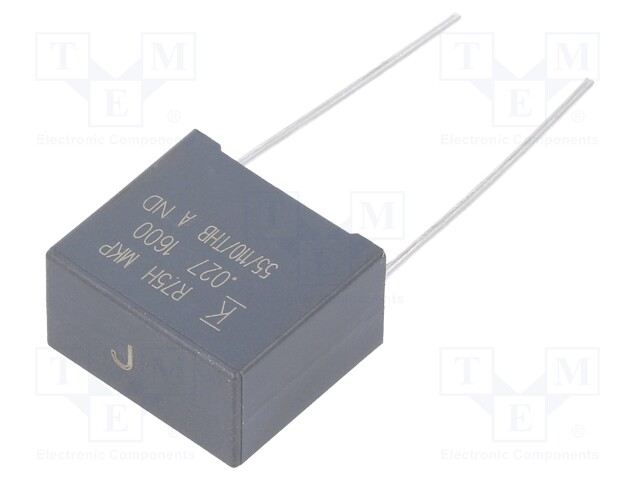 DC Film Capacitor, 0.027 µF, 1.6 kV, Metallized PP, ± 5%, R75H Series, Radial Box