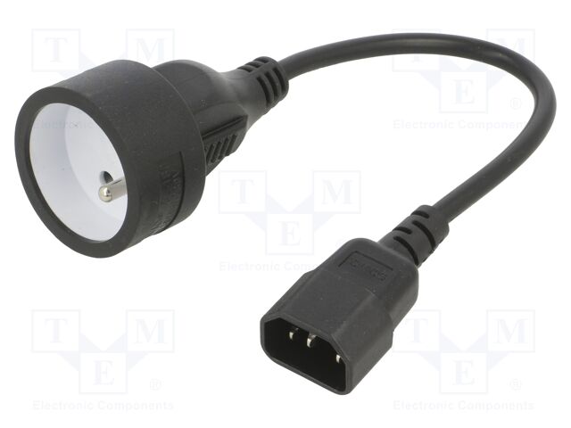 Cable; 3x0.75mm2; CEE 7/5 (E) socket,IEC C14 male; PVC; 0.15m