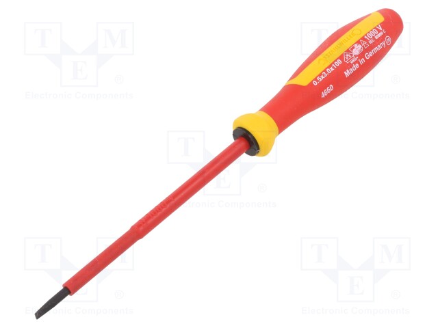 Screwdriver; insulated; slot; 3,0x0,5mm; Blade length: 100mm