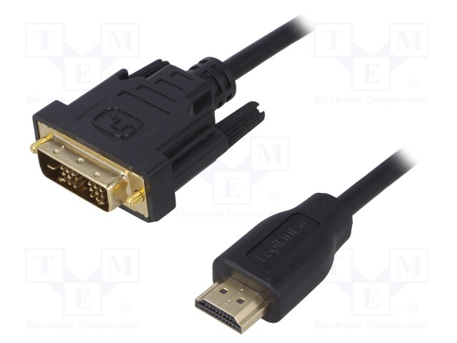 Cable; DVI-D (18+1) plug,HDMI plug; 3m; black