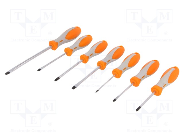 Screwdrivers; Pcs: 7; Bit: Pozidriv®,slot