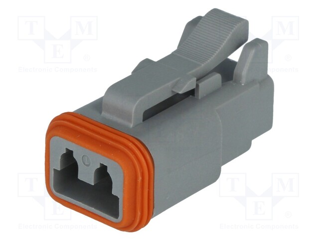 Connector: wire-wire; AT; plug; female; PIN: 2; IP67; Locking: latch