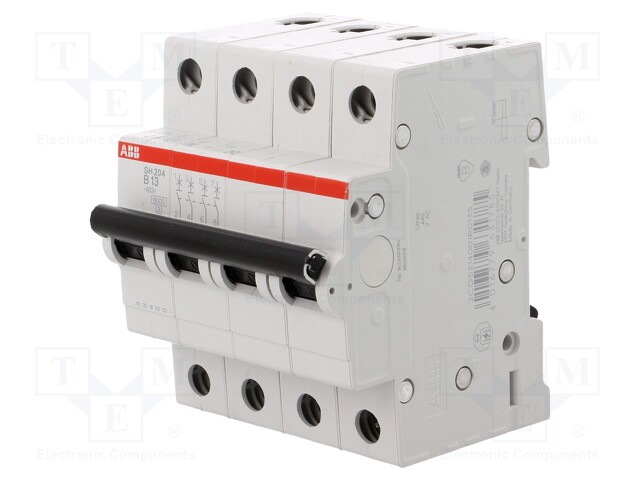 Circuit breaker; 400VAC; Inom: 13A; Poles: 4; DIN; Charact: B; 6kA