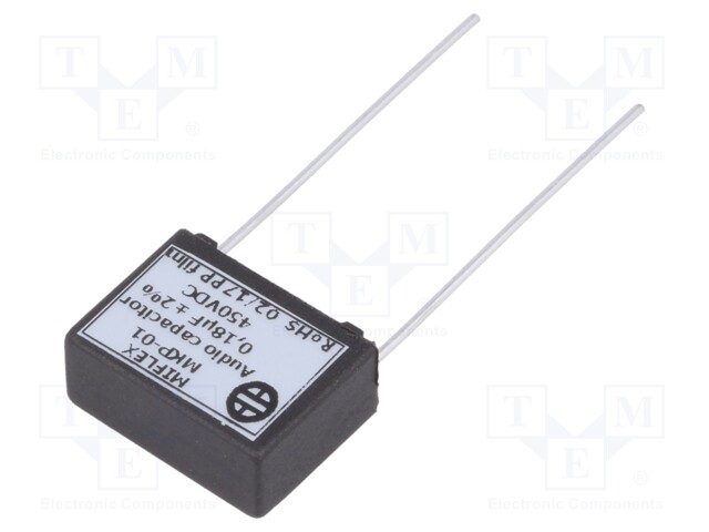 Capacitor: polypropylene; 180nF; 450VDC; 15mm; ±2%; 18x13.5x7.5mm