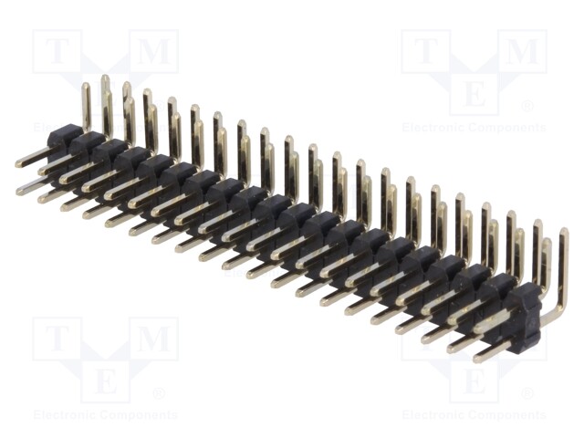 Pin header; pin strips; male; PIN: 40; angled 90°; 2mm; THT; 2x20