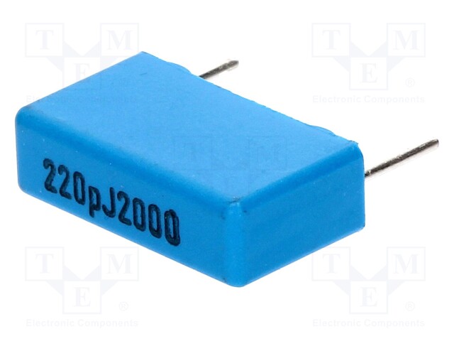 Capacitor: polypropylene; 220pF; 15mm; ±5%; 5.5x10.5x18mm; 2000VDC