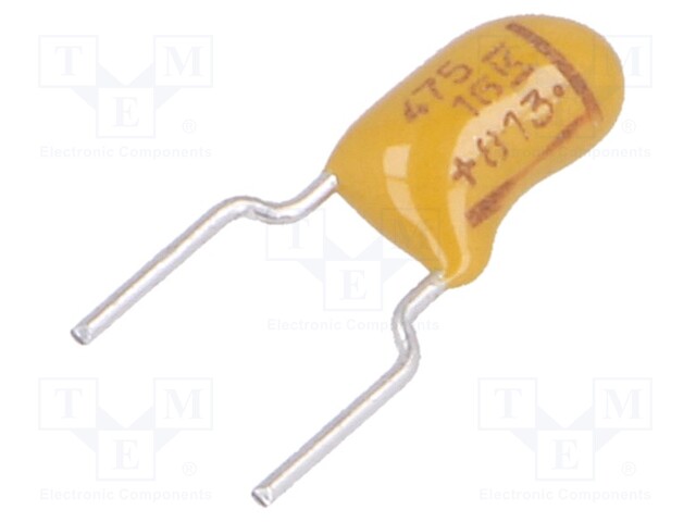 Capacitor: tantalum; 4.7uF; 16VDC; THT; ±10%; -55÷125°C; 5.08mm