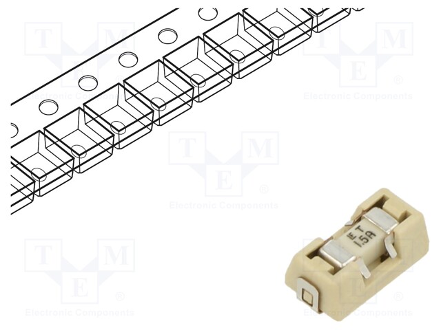 Fuse, Surface Mount, 1.5 A, NANO2 OMNI-BLOK 154T Series, 125 V, 125 V, Slow Blow, SMD