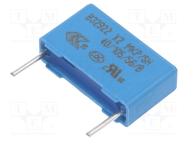 Capacitor: polypropylene; X2; 100nF; 15mm; ±10%; 18x10.5x5mm