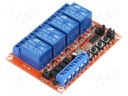 Module: relay; Channels: 4; 5VDC; max.250VAC; 10A; 105x48x15mm