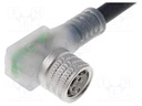 Connection lead; M8; PIN: 3; angled; 5m; plug; 30VAC; 4A; -25÷90°C