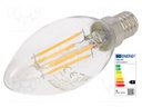 LED lamp; warm white; E14; 230VAC; 470lm; 4.3W; 2700K; CRImin: 80