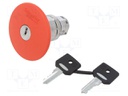 Switch: emergency stop with key; Stabl.pos: 2; 22mm; red; IP66