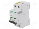 Circuit breaker; 400VAC; Inom: 16A; Poles: 2; DIN; Charact: B; 6kA