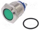 Indicator: LED; flat; 24VDC; 24VAC; Cutout: Ø19mm; screw; brass