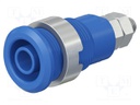 Socket; 4mm banana; 32A; blue; nickel plated; Overall len: 33mm