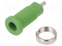 Socket; 2mm banana; 10A; 600V; 25mm; green; Plating: nickel plated