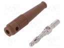 Plug; 4mm banana; 32A; brown; 2.5mm2; Plating: nickel plated; 69mm