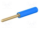 Adapter; 2mm banana; blue; gold-plated; 36.5mm; Mounting: plug-in