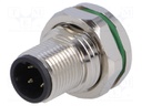 Socket; M12; PIN: 4; male; D code-Ethernet; THT; IP67; 250V; 4A