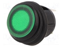 ROCKER; SPST; Pos: 2; OFF-ON; 20A/14VDC; green; IP65; LED 14VDC; 50mΩ