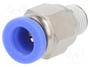 Push-in fitting; straight; -0.95÷15bar; nickel plated brass