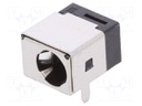 Socket; DC supply; male; 5,5/2,5mm; 5.5mm; 2.5mm; THT; angled 90°