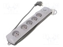 Plug socket strip: protective; Sockets: 5; 230VAC; 10A; grey