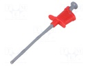 Clip-on probe; crocodile; 6A; red; Plating: nickel plated; 4mm