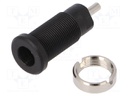 Socket; 2mm banana; 10A; 600V; 25mm; black; Plating: nickel plated