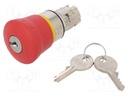 Switch: emergency stop with key; Stabl.pos: 2; 22mm; red; IP67