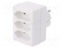 Connector: AC supply; splitter; Layout: 2P; Type: round,flat; white