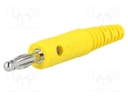 Plug; 4mm banana; 10A; 60VDC; yellow; with transversal socket