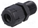 Cable gland; with long thread; PG9; IP68; Mat: polyamide; black