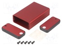 Enclosure: with panel; 1455; X: 54mm; Y: 80mm; Z: 23mm; aluminium; red