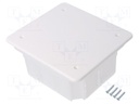 Enclosure: back box; X: 100mm; Y: 120mm; Z: 70mm; plaster embedded